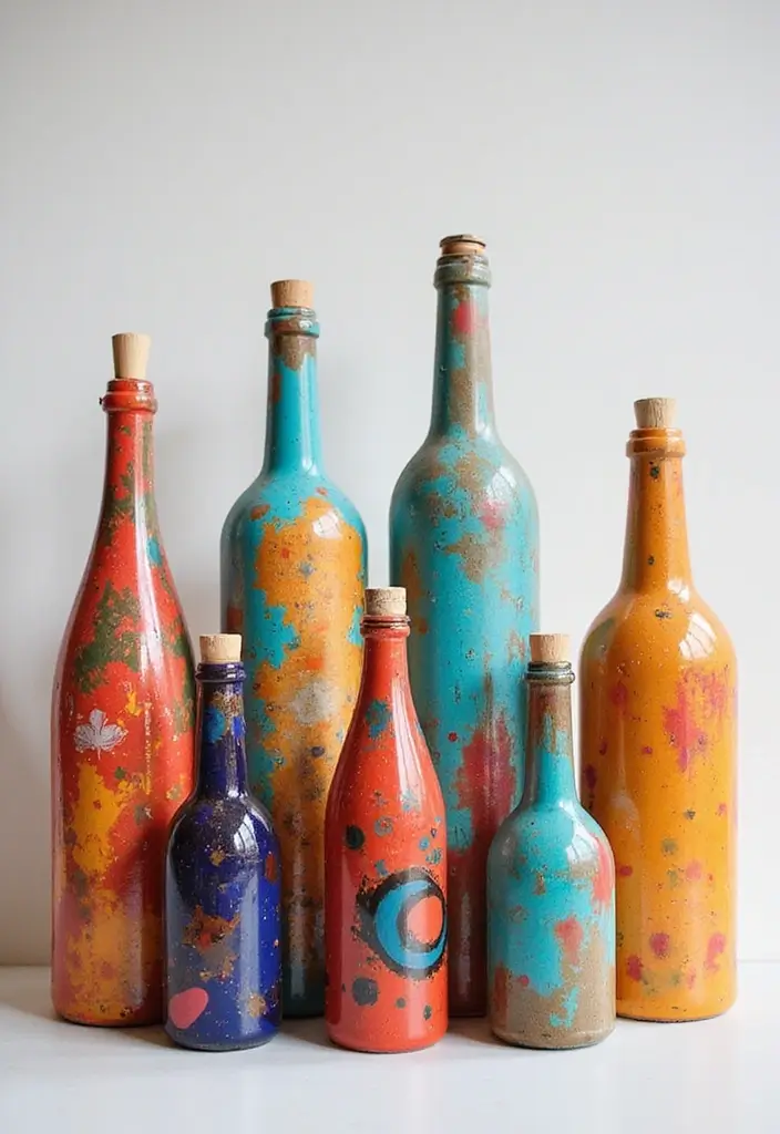 25 Bottle Painting Ideas With Acrylics For Handmade Home Decor 39 25 Bottle Painting Ideas With Acrylics For Handmade Home Decor - 11. Abstract Art Bottles