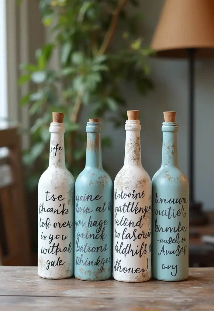 25 Bottle Painting Ideas With Acrylics For Handmade Home Decor 48 25 Bottle Painting Ideas With Acrylics For Handmade Home Decor - 14. Inspirational Quote Bottles
