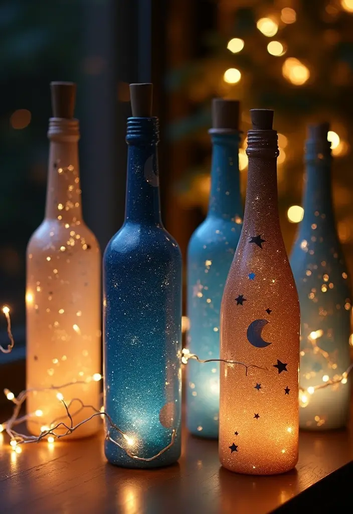 25 Bottle Painting Ideas With Acrylics For Handmade Home Decor 59 25 Bottle Painting Ideas With Acrylics For Handmade Home Decor - 19. Celestial Inspired Bottles