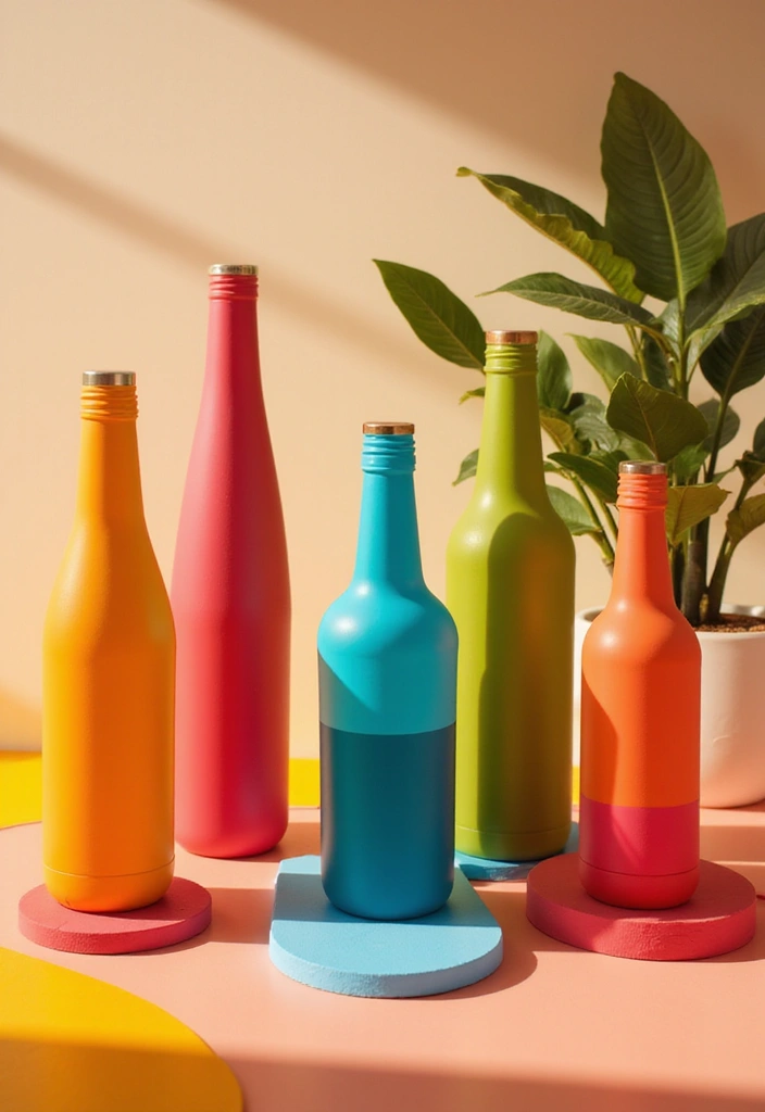 25 Bottle Painting Ideas With Acrylics For Handmade Home Decor 66 25 Bottle Painting Ideas With Acrylics For Handmade Home Decor - 20. Color Block Bottles