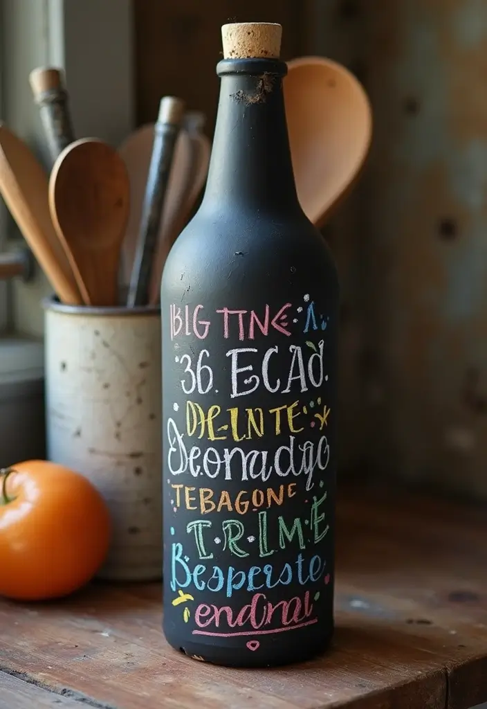 25 Bottle Painting Ideas With Acrylics For Handmade Home Decor 16 25 Bottle Painting Ideas With Acrylics For Handmade Home Decor - 4. Chalkboard Paint Bottles