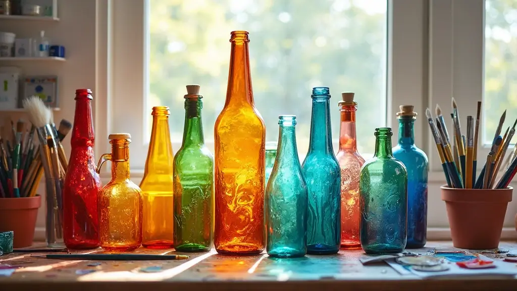 25 Bottle Painting Ideas With Acrylics For Handmade Home Decor