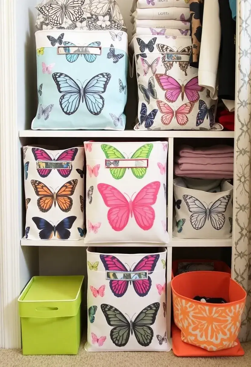 25 Handmade Butterfly Fabric Decor Ideas To Brighten Walls 44 25 Handmade Butterfly Fabric Decor Ideas To Brighten Walls - 14. Butterfly Fabric Storage Bins