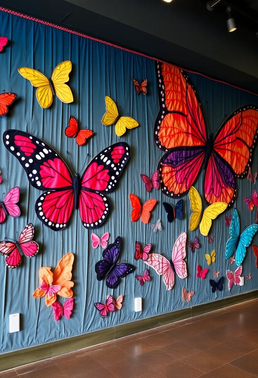 25 Handmade Butterfly Fabric Decor Ideas To Brighten Walls 45 25 Handmade Butterfly Fabric Decor Ideas To Brighten Walls - 15. Butterfly Fabric Mural