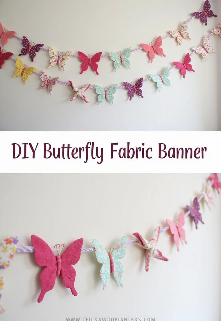 25 Handmade Butterfly Fabric Decor Ideas To Brighten Walls 2 25 Handmade Butterfly Fabric Decor Ideas To Brighten Walls - 2. DIY Butterfly Fabric Banner