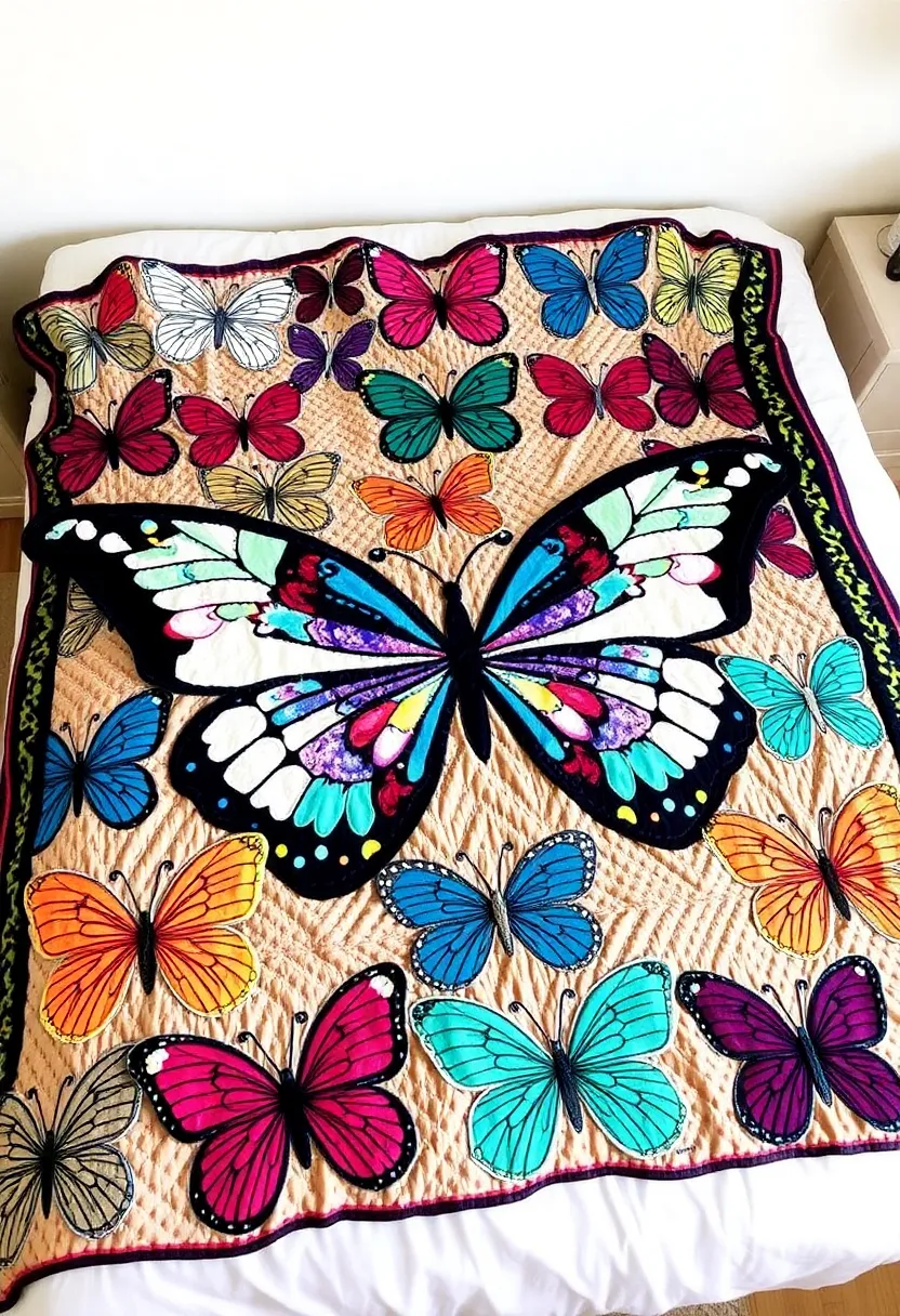 25 Handmade Butterfly Fabric Decor Ideas To Brighten Walls 12 25 Handmade Butterfly Fabric Decor Ideas To Brighten Walls - 6. Butterfly Quilt or Blanket