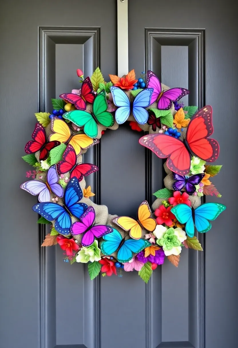 25 Handmade Butterfly Fabric Decor Ideas To Brighten Walls 27 25 Handmade Butterfly Fabric Decor Ideas To Brighten Walls - 9. Butterfly Fabric Wreath