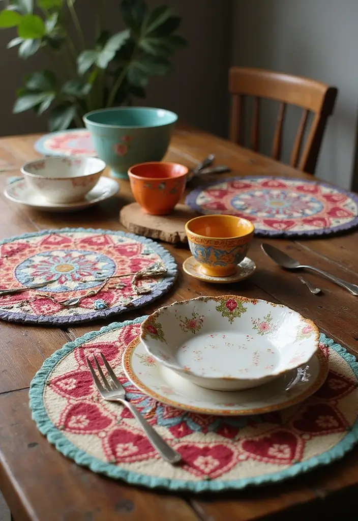 25 Handmade Cotton Kitchen Decor Ideas You’ll Adore 30 25 Handmade Cotton Kitchen Decor Ideas You’ll Adore - 20. Artistic Cotton Placemats