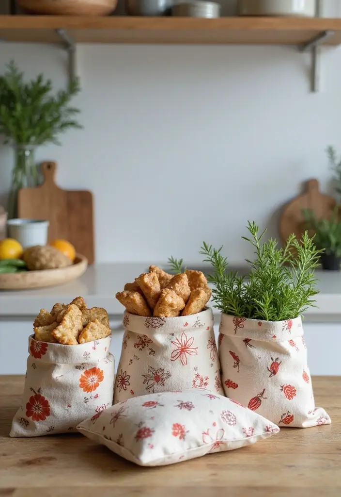 25 Handmade Cotton Kitchen Decor Ideas You’ll Adore 43 25 Handmade Cotton Kitchen Decor Ideas You’ll Adore - 25. Cotton Food Storage Bags