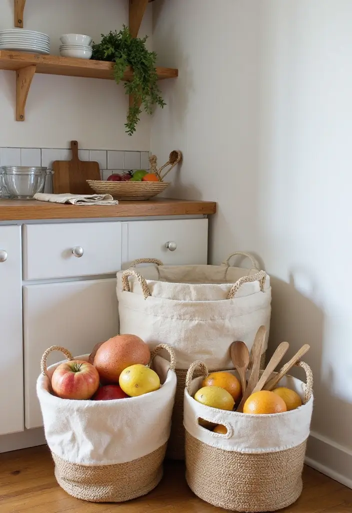 25 Handmade Cotton Kitchen Decor Ideas You’ll Adore 14 25 Handmade Cotton Kitchen Decor Ideas You’ll Adore - 8. Eco-Friendly Cotton Storage Baskets