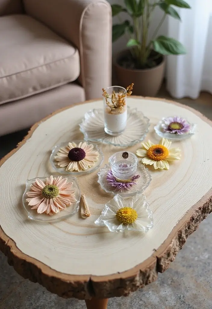 25 Handmade Floral Decor Projects For Every Season 30 25 Handmade Floral Decor Projects For Every Season - 12. DIY Flower-Pressed Coasters