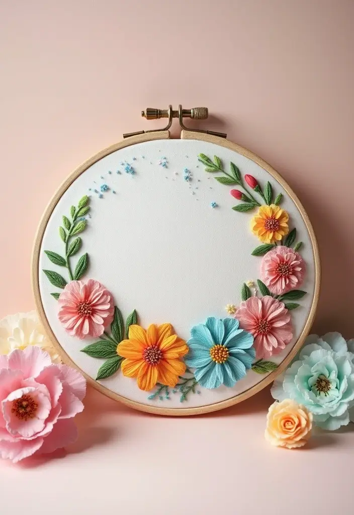 25 Handmade Floral Decor Projects For Every Season 37 25 Handmade Floral Decor Projects For Every Season - 13. Floral Embroidery Hoop Art