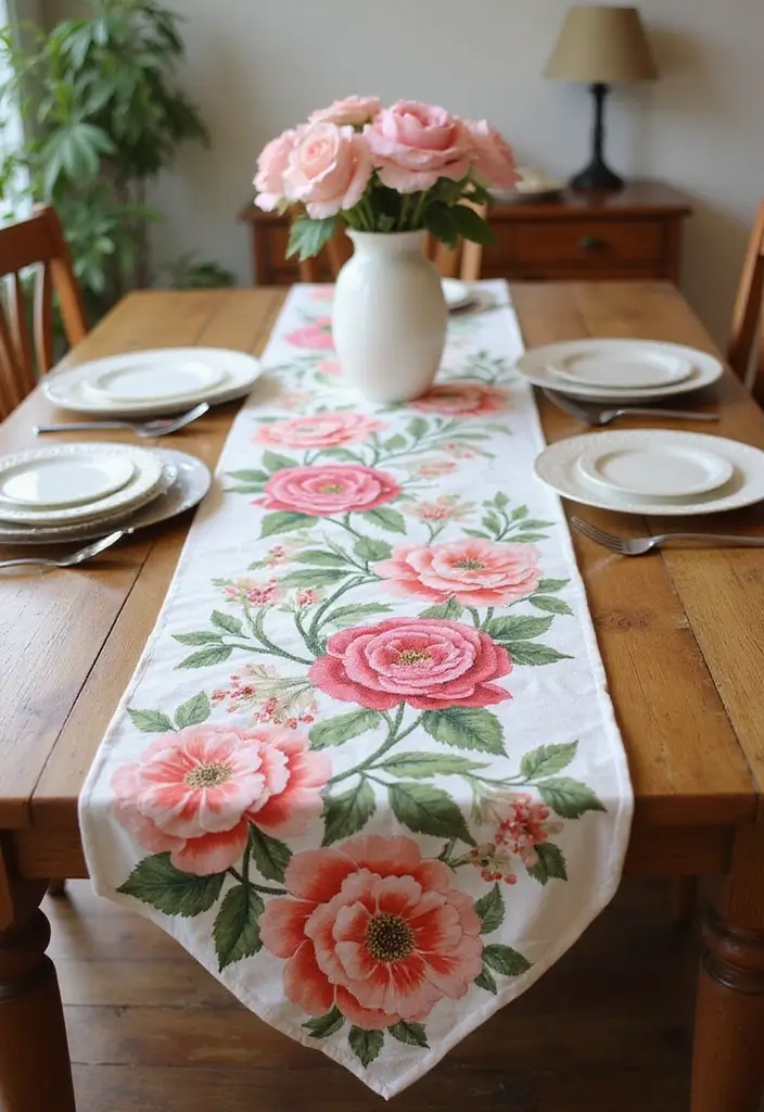 25 Handmade Floral Decor Projects For Every Season 60 25 Handmade Floral Decor Projects For Every Season - 18. Flower-Styled Table Runner