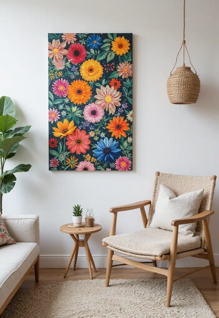 25 Handmade Floral Decor Projects For Every Season 26 25 Handmade Floral Decor Projects For Every Season - 8. Floral Fabric Wall Art