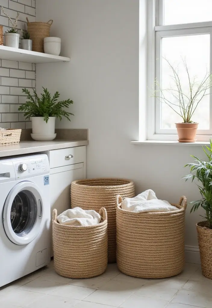 25 Handmade Laundry Basket Decor Ideas You’ll Love 17 25 Handmade Laundry Basket Decor Ideas You’ll Love - 11. Stylish Rope Baskets