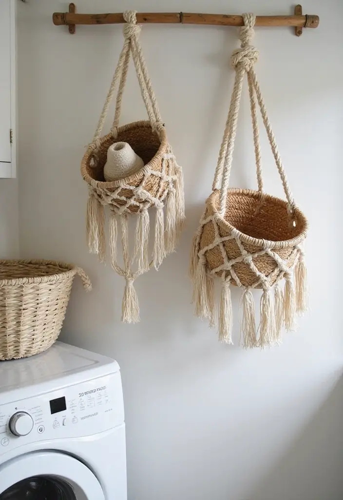 25 Handmade Laundry Basket Decor Ideas You’ll Love 32 25 Handmade Laundry Basket Decor Ideas You’ll Love - 14. Lovely Macrame Baskets