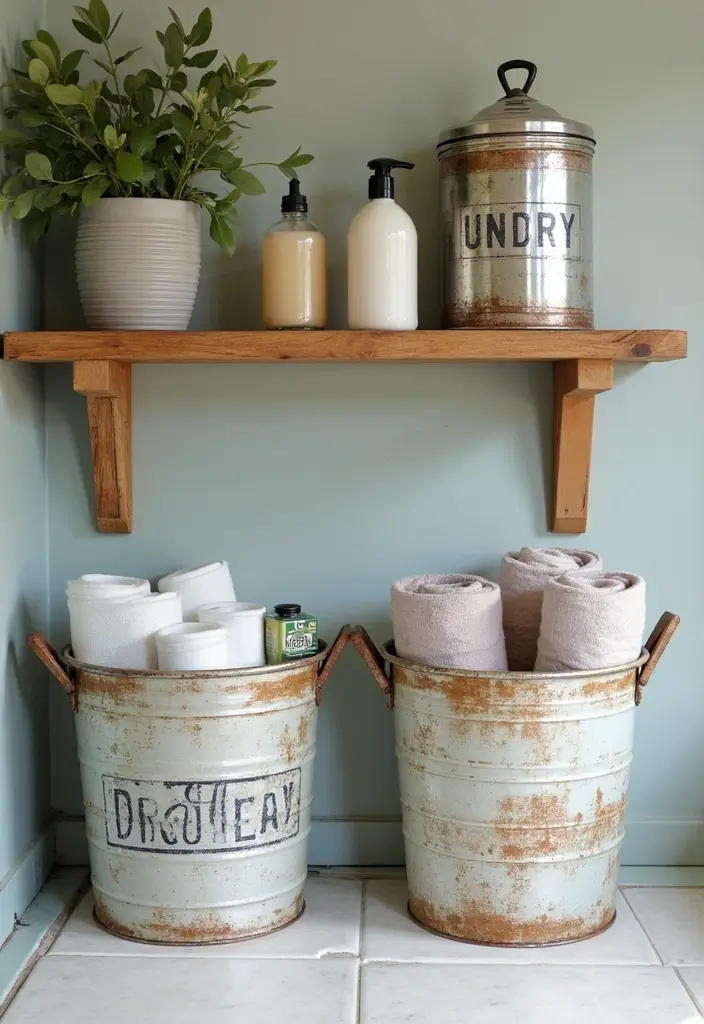 25 Handmade Laundry Basket Decor Ideas You’ll Love 43 25 Handmade Laundry Basket Decor Ideas You’ll Love - 19. Sustainable Upcycled Tin Bins