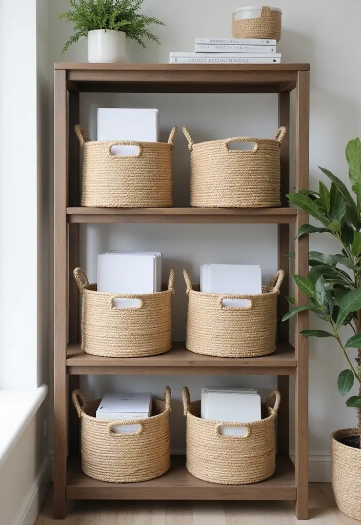 25 Handmade Rope Basket Decor Ideas That Impress 43 25 Handmade Rope Basket Decor Ideas That Impress - 19. Home Office Shelving