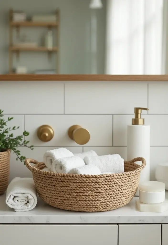 25 Handmade Rope Basket Decor Ideas That Impress 9 25 Handmade Rope Basket Decor Ideas That Impress - 3. Bathroom Organization