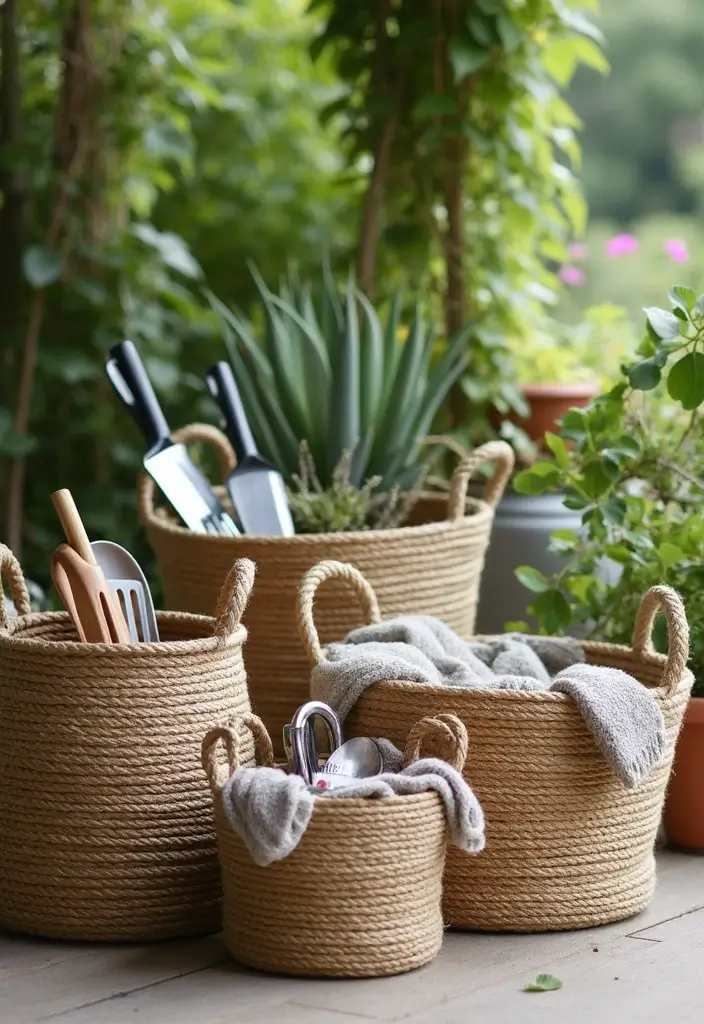 25 Handmade Rope Basket Decor Ideas That Impress 21 25 Handmade Rope Basket Decor Ideas That Impress - 9. Outdoor Patio Decor