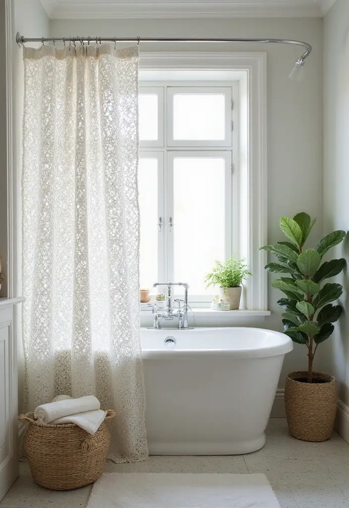 25 Handmade White Crochet Decor Ideas For Minimalist Spaces 35 25 Handmade White Crochet Decor Ideas For Minimalist Spaces - 17. Crochet Shower Curtains