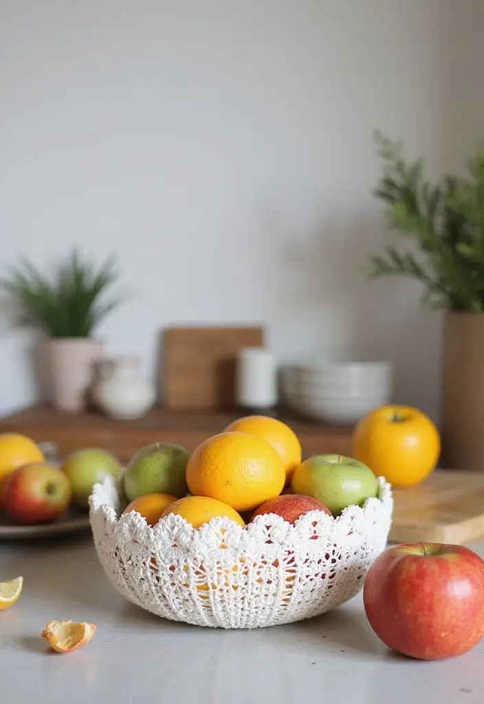 25 Handmade White Crochet Decor Ideas For Minimalist Spaces 51 25 Handmade White Crochet Decor Ideas For Minimalist Spaces - 23. Crochet Fruit Bowl Liners