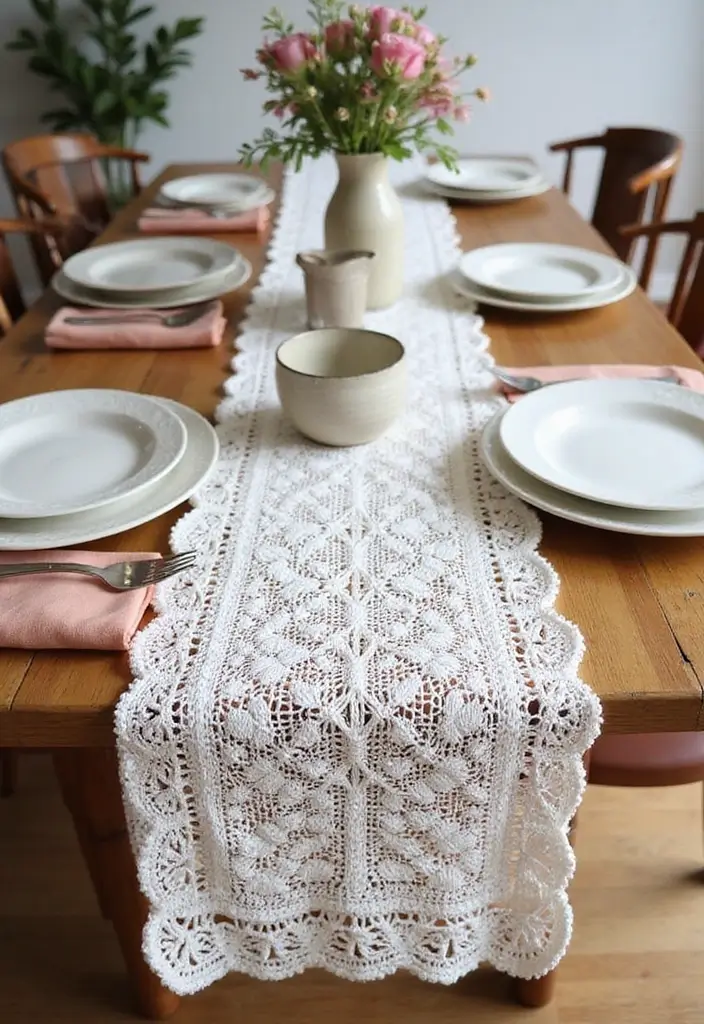 25 Handmade White Crochet Decor Ideas For Minimalist Spaces 13 25 Handmade White Crochet Decor Ideas For Minimalist Spaces - 7. Crochet Table Runners