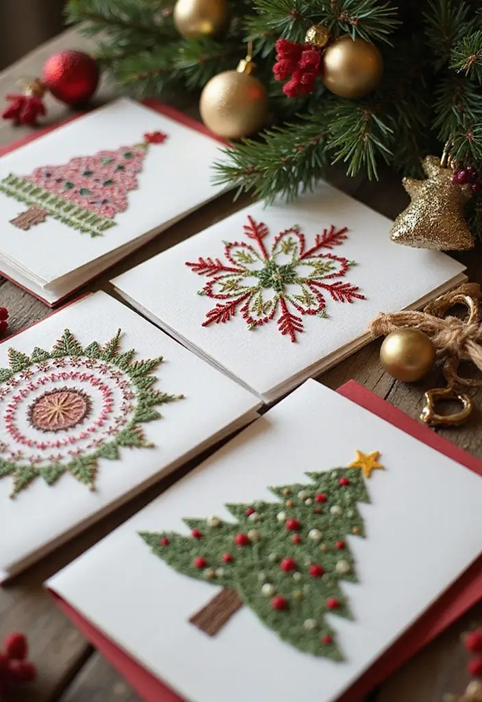 26 Christmas Decor Ideas Handmade With Love 48 26 Christmas Decor Ideas Handmade With Love - 20. Hand-Stitched Christmas Cards