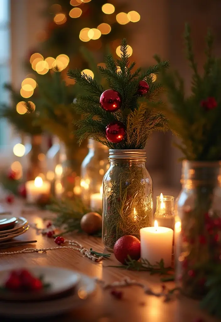 26 Christmas Decor Ideas Handmade With Love 14 26 Christmas Decor Ideas Handmade With Love - 6. Festive Mason Jar Centerpieces