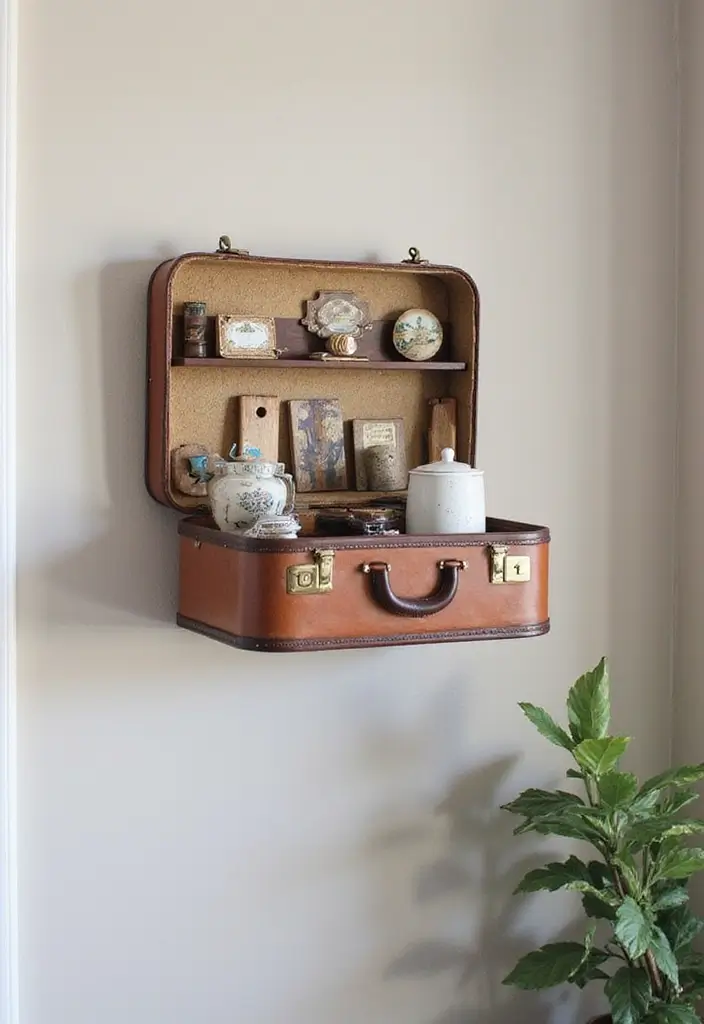 26 Creative Ways To Make Handmade Wall Decor At Home 56 26 Creative Ways To Make Handmade Wall Decor At Home - 18. Vintage Suitcase Wall Art