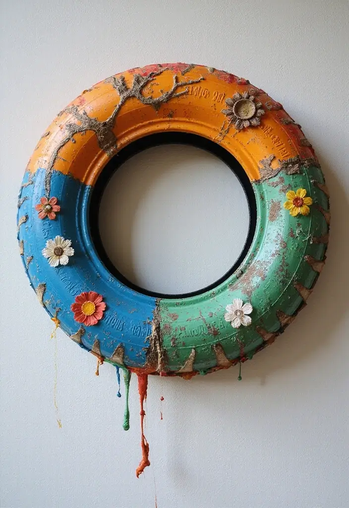 26 Creative Ways To Make Handmade Wall Decor At Home 58 26 Creative Ways To Make Handmade Wall Decor At Home - 20. Upcycled Tire Art