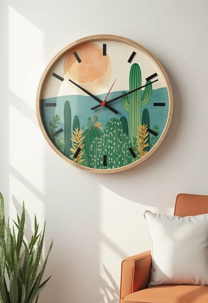 26 Handmade Cactus Decor Ideas For Desert-Inspired Spaces 47 26 Handmade Cactus Decor Ideas For Desert-Inspired Spaces - 13. Cactus-Themed Wall Clocks