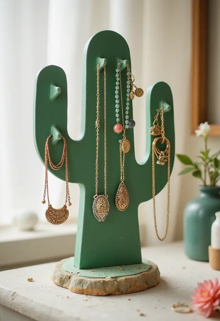 26 Handmade Cactus Decor Ideas For Desert-Inspired Spaces 52 26 Handmade Cactus Decor Ideas For Desert-Inspired Spaces - 16. Cactus-Themed Jewelry Holders