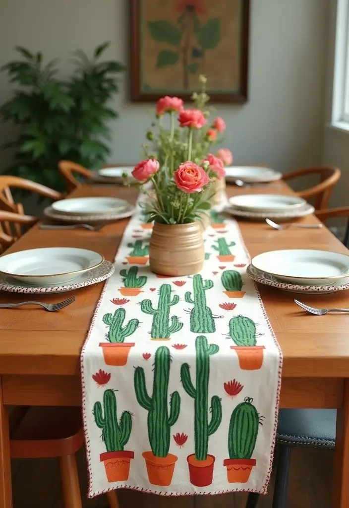 26 Handmade Cactus Decor Ideas For Desert-Inspired Spaces 57 26 Handmade Cactus Decor Ideas For Desert-Inspired Spaces - 19. Cactus Table Runners