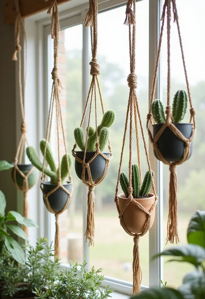 26 Handmade Cactus Decor Ideas For Desert-Inspired Spaces 2 26 Handmade Cactus Decor Ideas For Desert-Inspired Spaces - 2. Macrame Cactus Hangers