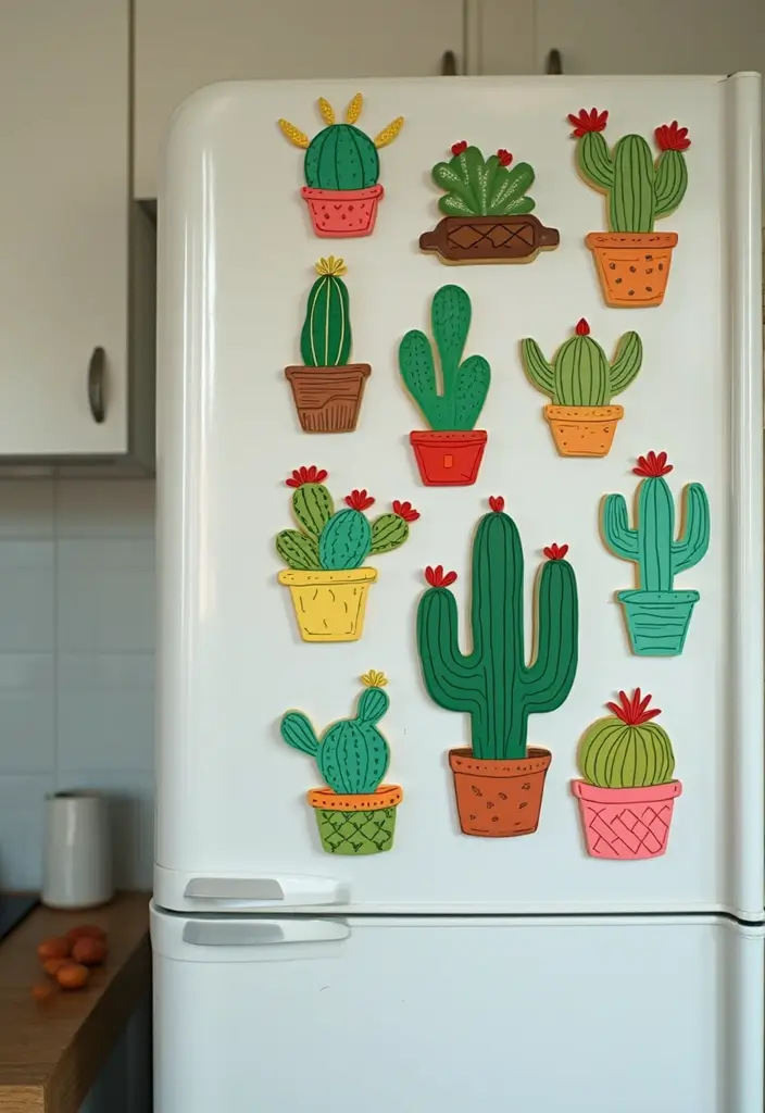 26 Handmade Cactus Decor Ideas For Desert-Inspired Spaces 60 26 Handmade Cactus Decor Ideas For Desert-Inspired Spaces - 20. Cactus Magnets