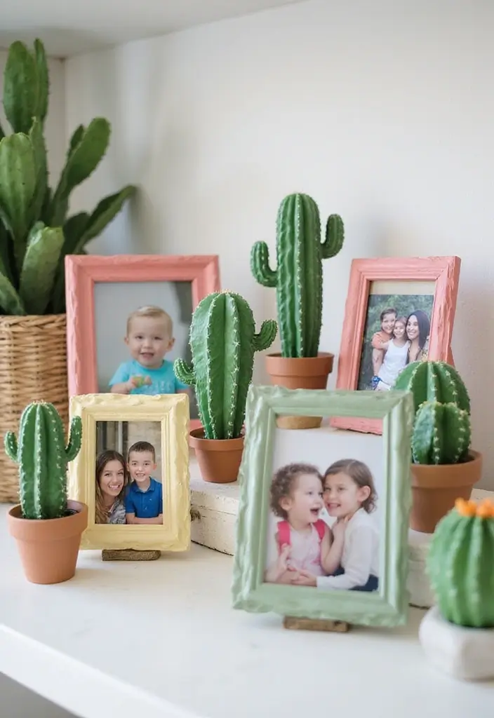 26 Handmade Cactus Decor Ideas For Desert-Inspired Spaces 68 26 Handmade Cactus Decor Ideas For Desert-Inspired Spaces - 22. Cactus Picture Frames