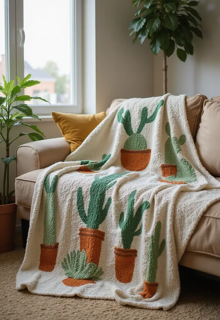 26 Handmade Cactus Decor Ideas For Desert-Inspired Spaces 70 26 Handmade Cactus Decor Ideas For Desert-Inspired Spaces - 24. Cactus-Themed Throw Blankets
