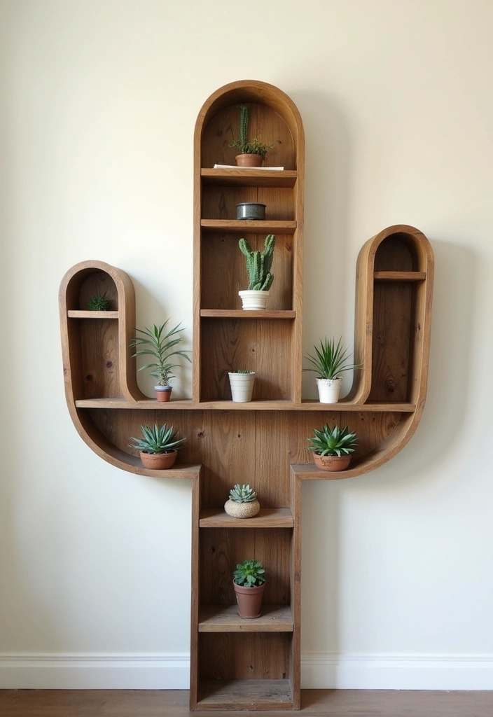 26 Handmade Cactus Decor Ideas For Desert-Inspired Spaces 12 26 Handmade Cactus Decor Ideas For Desert-Inspired Spaces - 4. Rustic Cactus Shelves