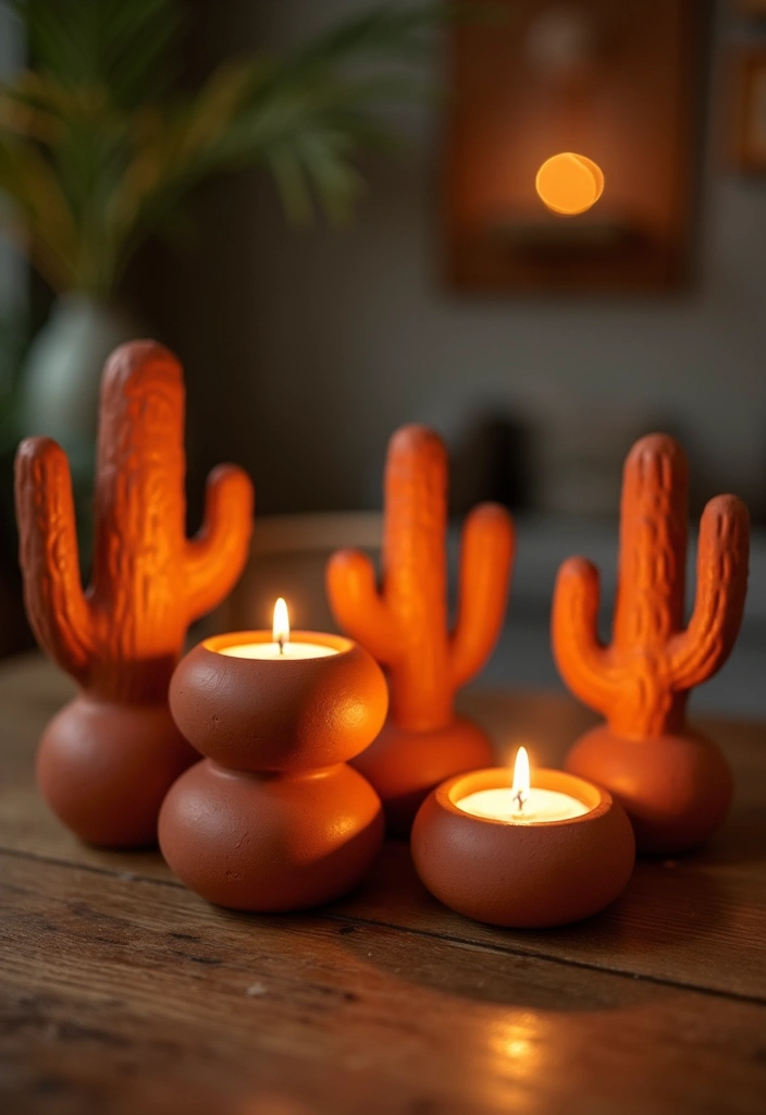 26 Handmade Cactus Decor Ideas For Desert-Inspired Spaces 20 26 Handmade Cactus Decor Ideas For Desert-Inspired Spaces - 6. Terracotta Cactus Candle Holders