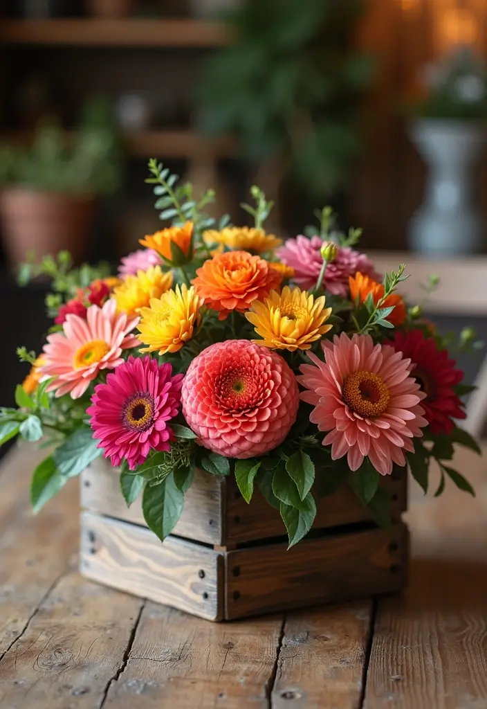 26 Handmade Country Decor Inspirations For Cozy Homes 46 26 Handmade Country Decor Inspirations For Cozy Homes - 14. Flower Box Centerpieces