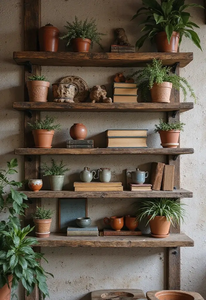 26 Handmade Country Decor Inspirations For Cozy Homes 2 26 Handmade Country Decor Inspirations For Cozy Homes - 2. Reclaimed Wood Shelves