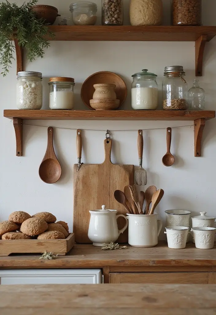 26 Handmade Country Decor Inspirations For Cozy Homes 60 26 Handmade Country Decor Inspirations For Cozy Homes - 22. Country-Style Baking Utensils Display