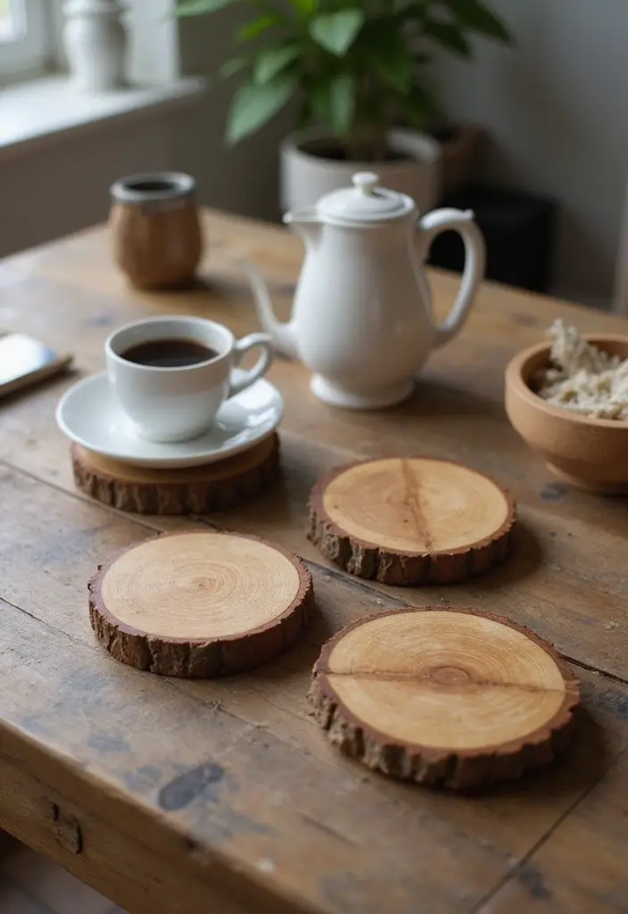 26 Handmade Country Decor Inspirations For Cozy Homes 35 26 Handmade Country Decor Inspirations For Cozy Homes - 9. Handmade Wooden Coasters