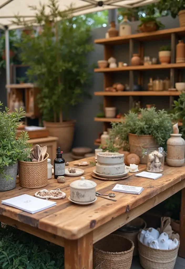 26 Handmade Market Stall Decor Ideas For Crafters 1 26 Handmade Market Stall Decor Ideas For Crafters - 1. Reclaimed Wood Display Tables