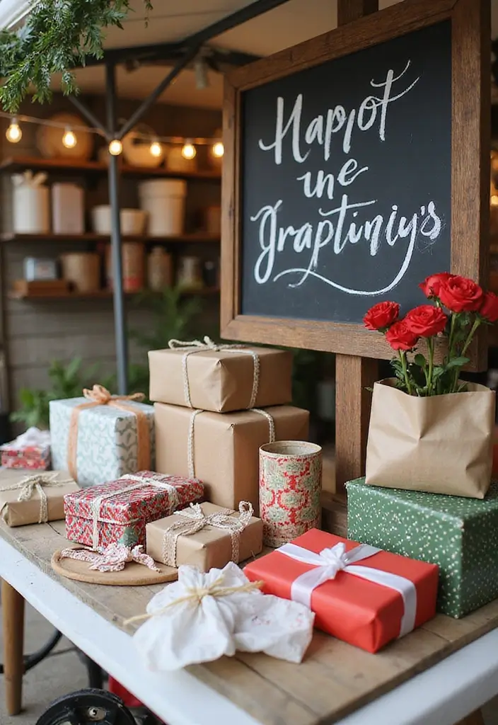 26 Handmade Market Stall Decor Ideas For Crafters 52 26 Handmade Market Stall Decor Ideas For Crafters - 14. Eco-Friendly Gift Wrapping Station