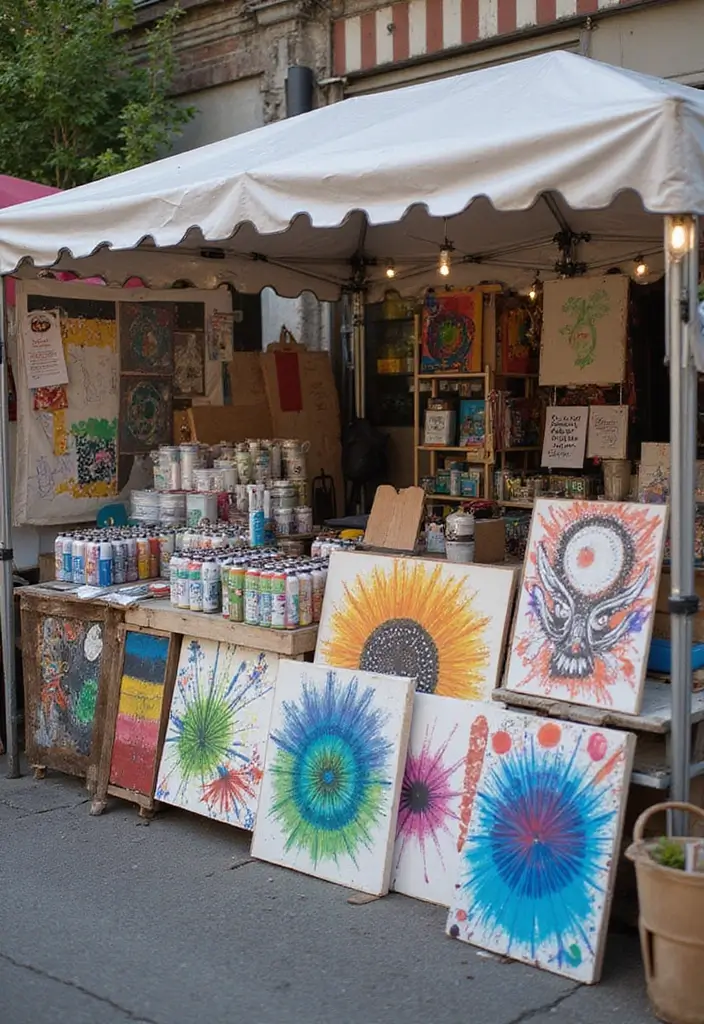 26 Handmade Market Stall Decor Ideas For Crafters 61 26 Handmade Market Stall Decor Ideas For Crafters - 17. Eco-Friendly Spray Paint Art