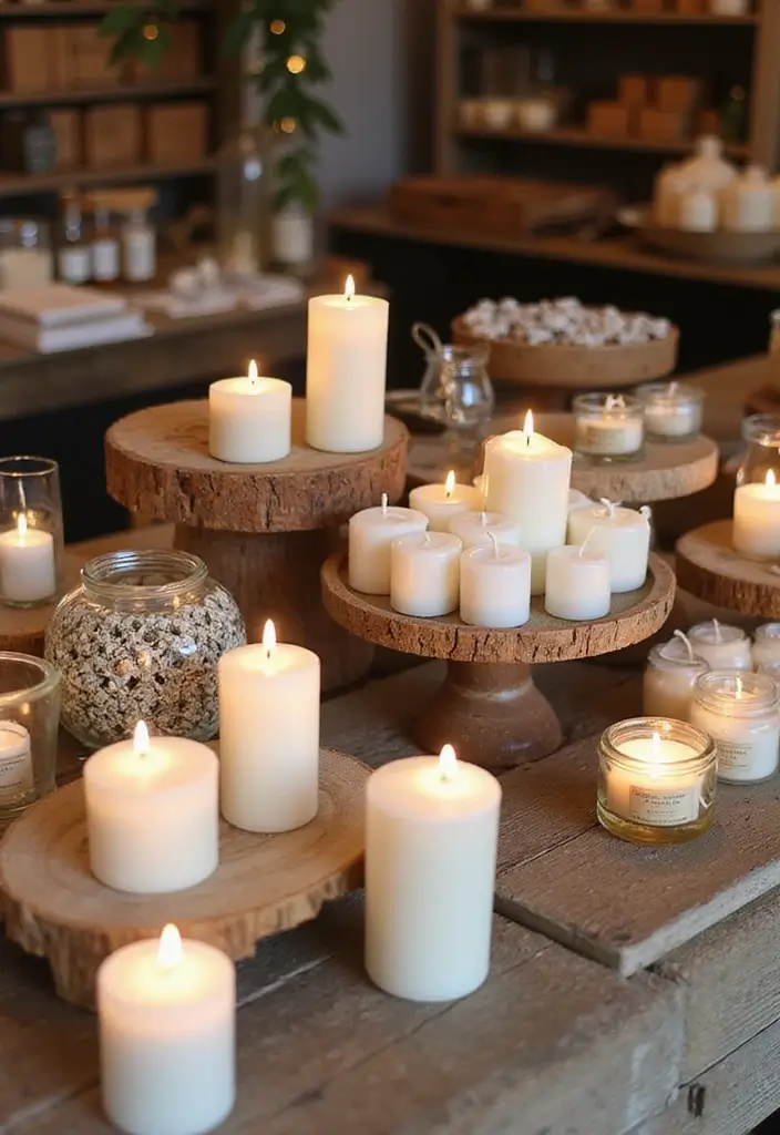 26 Handmade Market Stall Decor Ideas For Crafters 67 26 Handmade Market Stall Decor Ideas For Crafters - 19. DIY Candle Displays