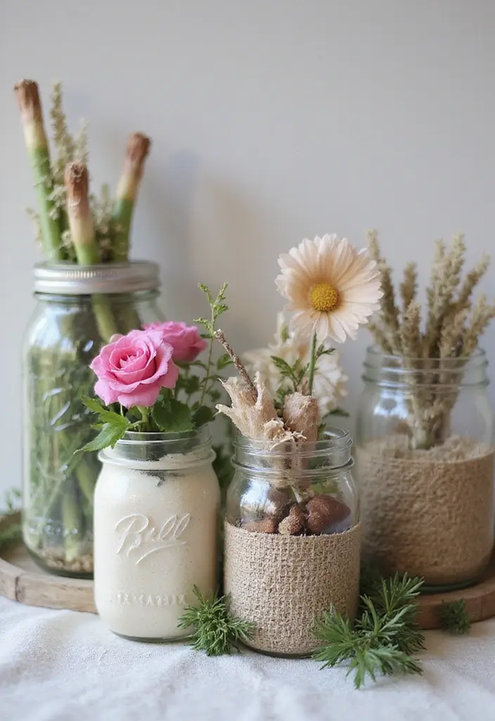 26 Handmade Market Stall Decor Ideas For Crafters 4 26 Handmade Market Stall Decor Ideas For Crafters - 2. Upcycled Mason Jar Holders