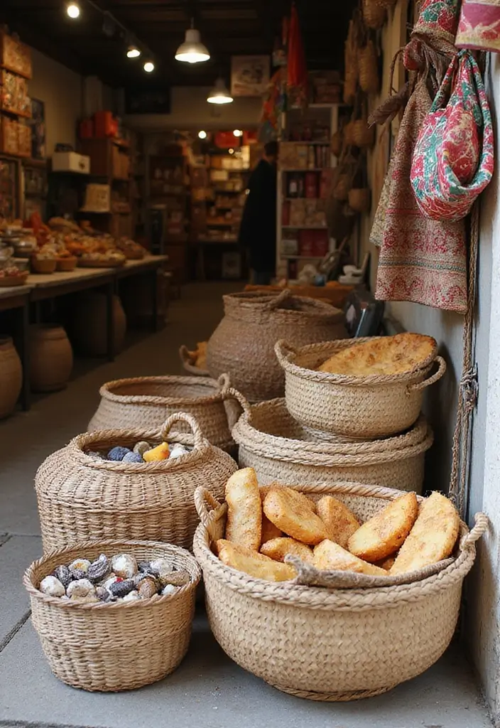 26 Handmade Market Stall Decor Ideas For Crafters 13 26 Handmade Market Stall Decor Ideas For Crafters - 5. Natural Fiber Baskets